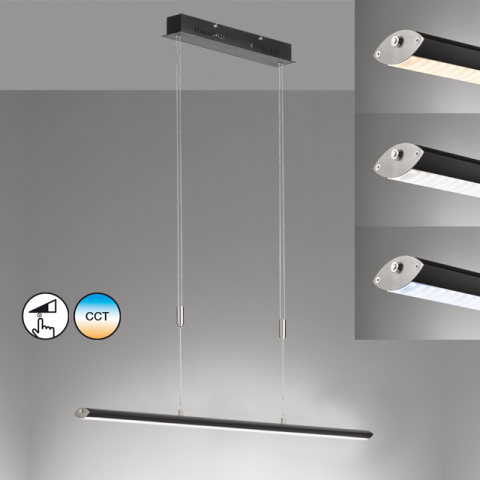 LED Pendelleuchte, Schwarz, Farbwechsler, Höhenverstellbar, 100 - 160 cm, Büro Hängeleuchte, Officeleuchte, Praxisleuchte, Wartezimmer Hängeleuchte, Tresenbeleuchtung, Thekenleuchte, Rezeptionsbeleuchtung,60546