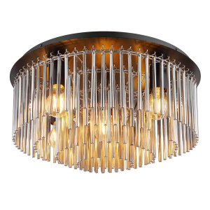 Deckenleuchte, Metall, Glas, Schwarz, Rauchfarbe, 50 cm Ø