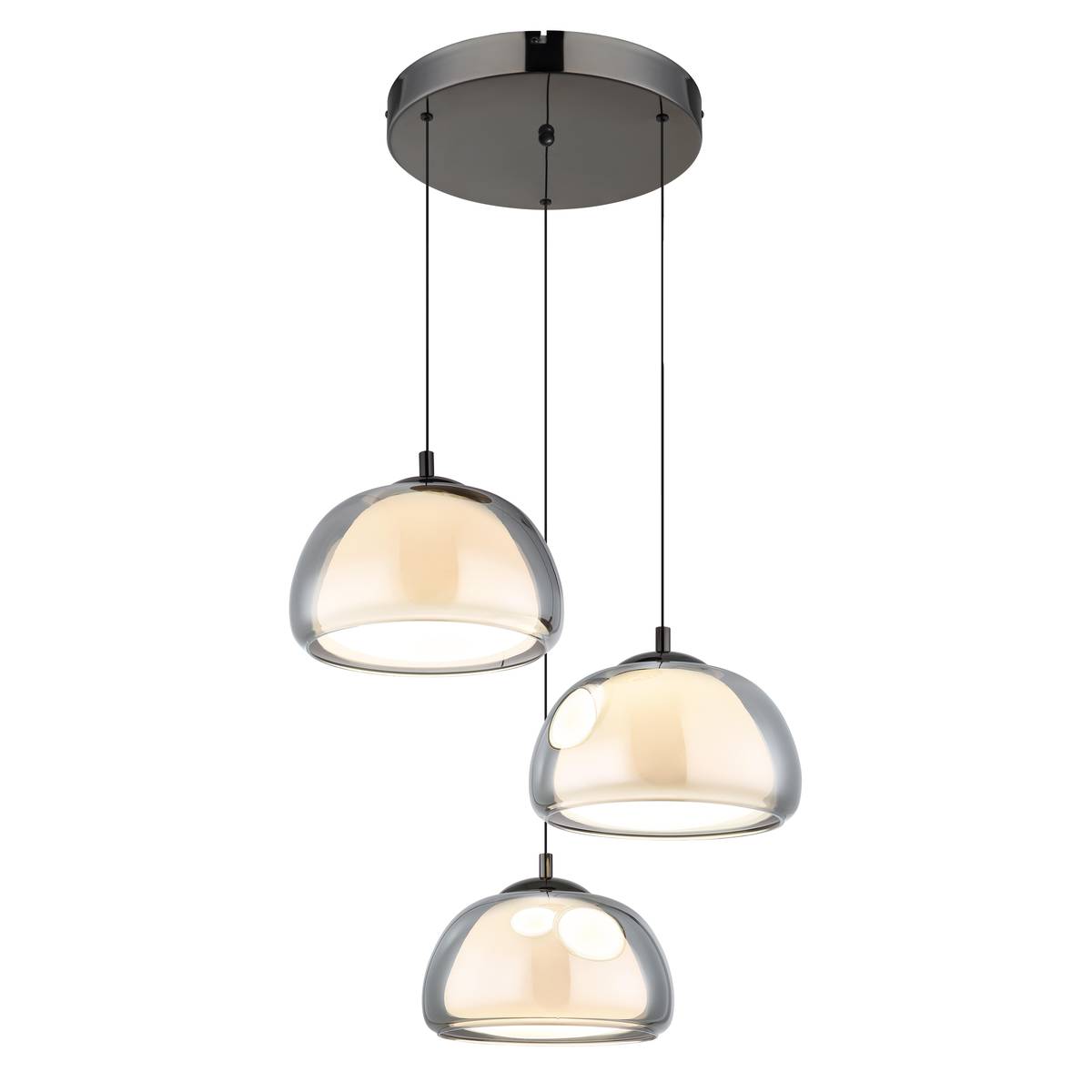Suspension LED, dorée, ambrée, opale, ronde, métal, verre, dimmable, télécommande, CCT, 1 000 lumens, veilleuse, fonction mémoire