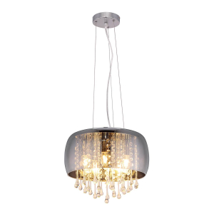 Pendelleuchte, Metall, Glas, Chrom, 35 cm Ø