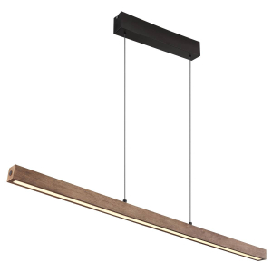 LED Pendelleuchte, Holz, Schwarz, Braun, Dimmer, Höhe verstellbar, 115 cm x 5 cm