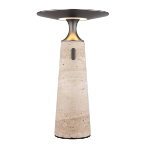 LED Tischleuchte, Stein, Graphit, Grau, Akku, Touch Dimmer, 34 cm Höhe