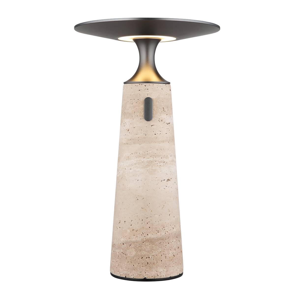 LED Tischleuchte, Stein, Graphit, Grau, Akku, Touch Dimmer, 34 cm Höhe