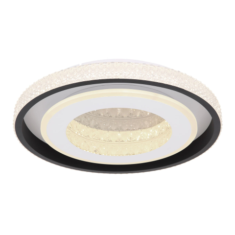 LED Deckenleuchte, Metall, Acrylkristalle, Dimmer, CCT, Fernbedienung, 50 cm Ø