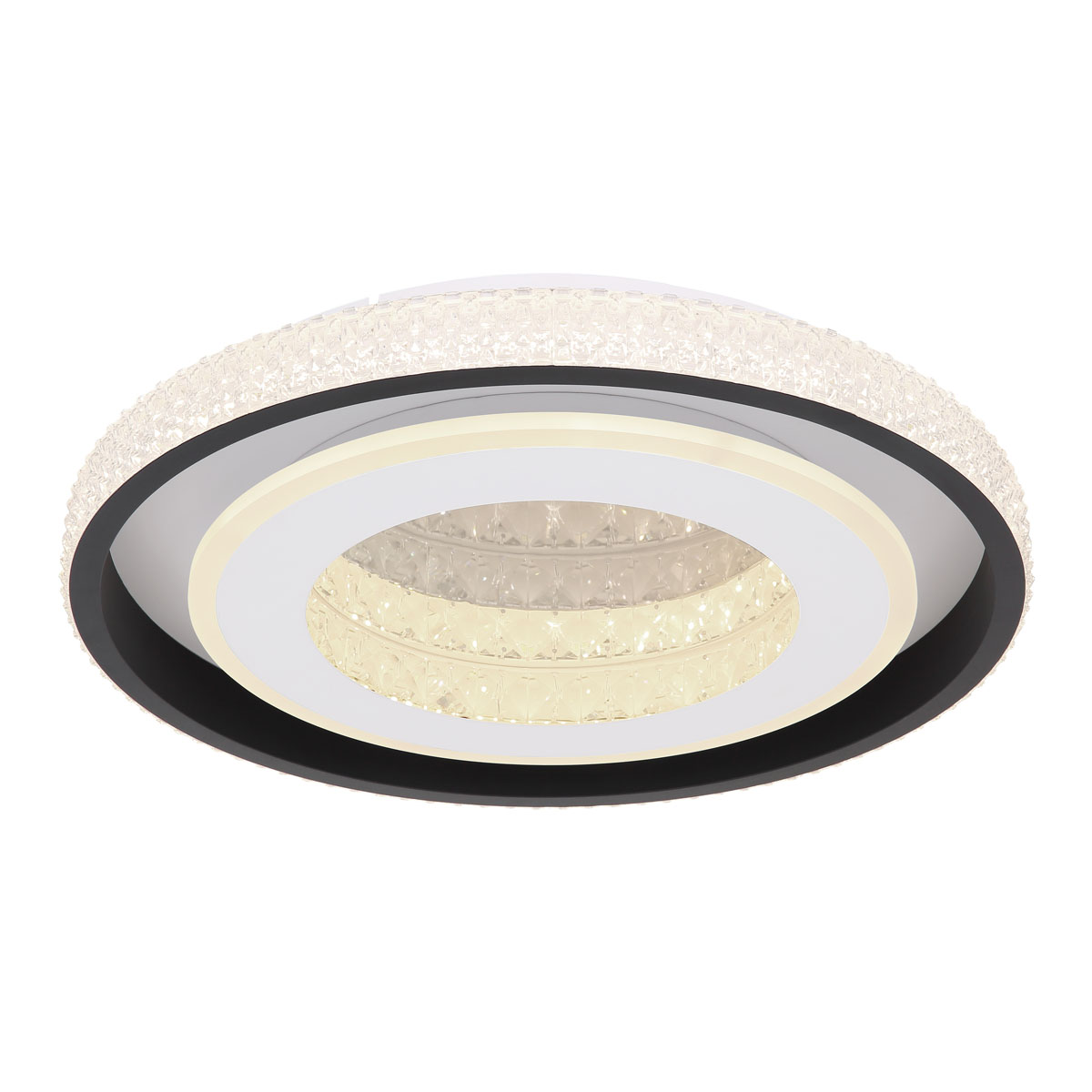 Plafonnier LED, métal, cristaux acryliques, variateur, CCT, télécommande, 50 cm de diamètre