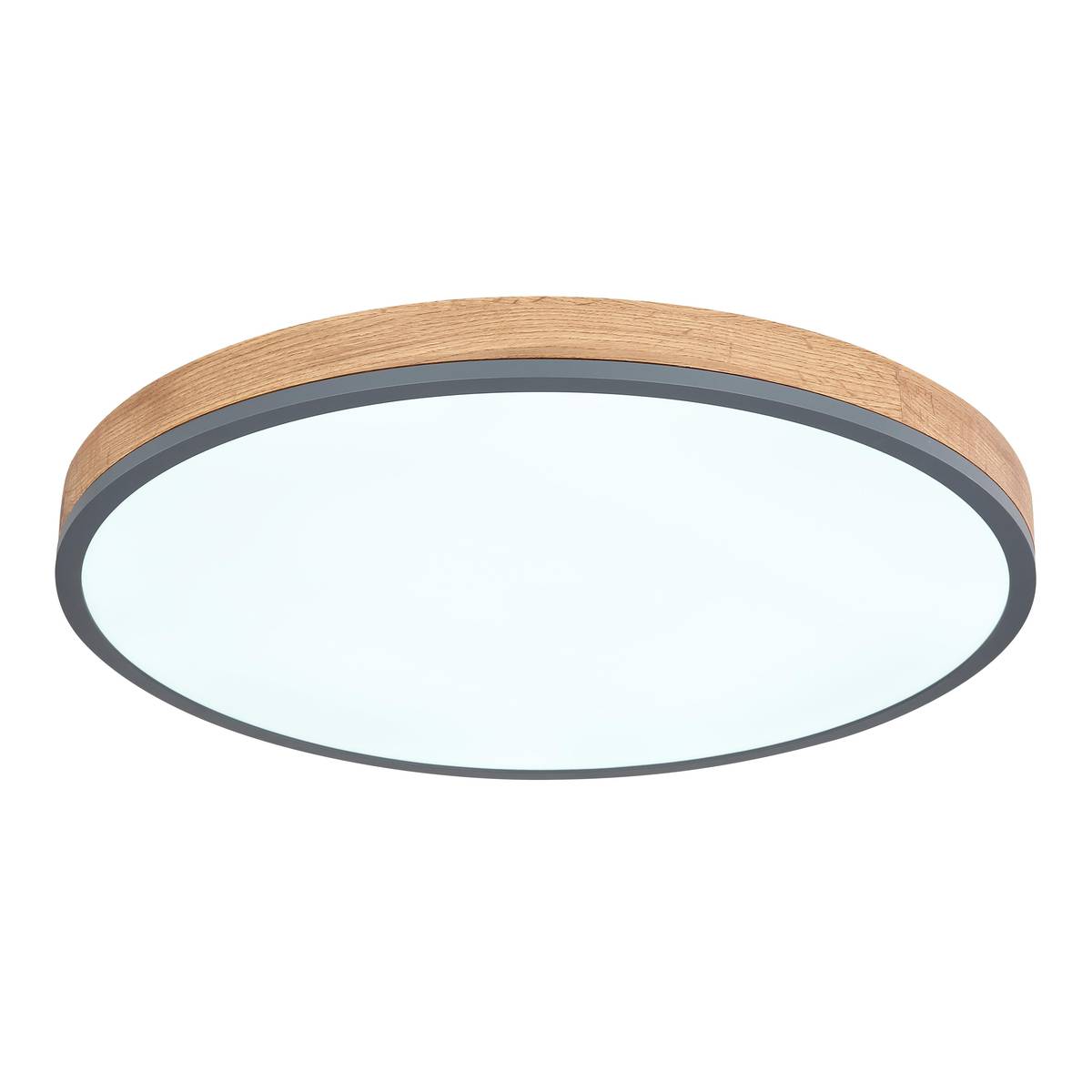 LED Deckenleuchte, Metall, Holzoptik, Timer, CCT, Dimmer, 60 cm Ø