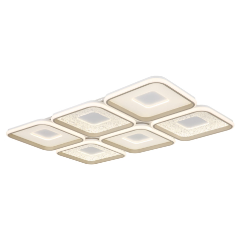 LED Deckenleuchte, Weiss, Klar, Rechteckig, Metall, Acryl, CCT, Nachtlicht, Dimmer, Memory-Funktion, 4800 Lumen, Fernbedienung