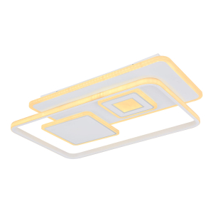 LED Deckenleuchte Metall, Weiß, CCT, Dimmer, Fernbedienung, 65 cm x 44 cm