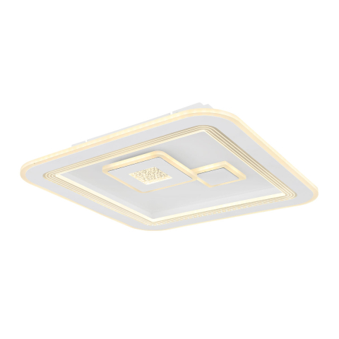 LED Deckenleuchte, Metall, Weiss, Fernbedienung, CCT, Dimmer, 47 cm x 47 cm