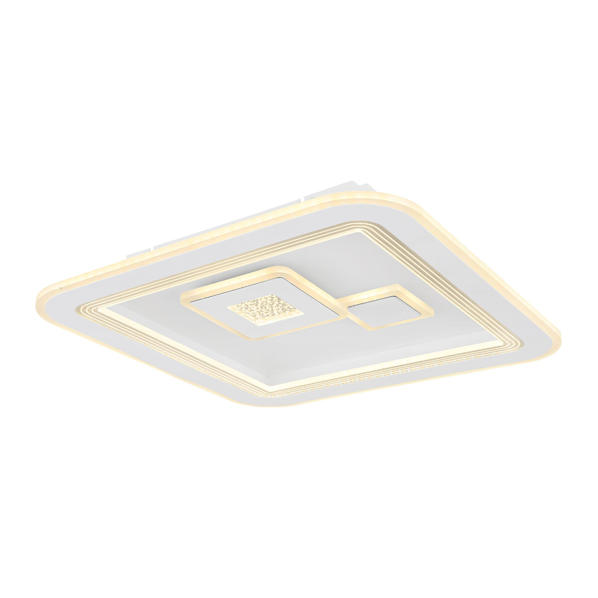 Plafonnier LED, métal, blanc, télécommande, CCT, variateur, 47 cm x 47 cm