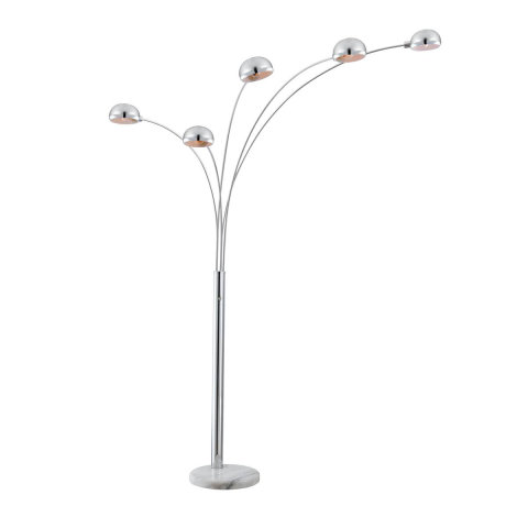 Stehleuchte, Chrom, Rund, Gebogen, Halbkugelförmig, Stabförmig, Metall, 5 Brennstellen, LED geeignet, E14, Schalter