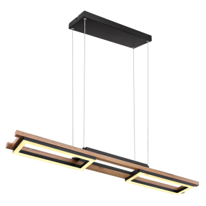 LED Pendelleuchte, Metall, Schwarz, Braun, Rechteckig, 100 cm x 14 cm