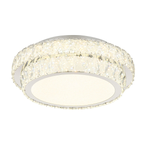 LED Deckenleuchte, Rund, Chrom, K5 Kristalle, CCT, Nachtlicht, Memory-Funktion, Dimmbar, Fernbedienung, 2818 Lumen, IP20