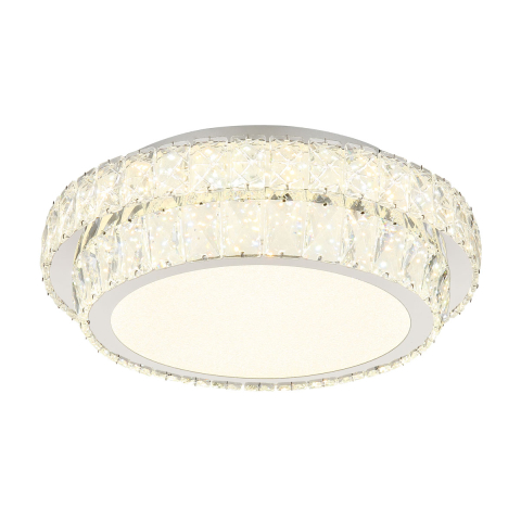 LED Deckenleuchte, Rund, Chrom, K5 Kristalle, CCT, Nachtlicht, Memory-Funktion, Dimmbar, Fernbedienung, 2818 Lumen, IP20