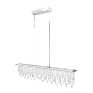 LED Pendelleuchte, Chrom, Klar, Metall, K5 Kristalle, Dimmer, CCT, Nachtlicht, Memory-Funktion, Fernbedienung