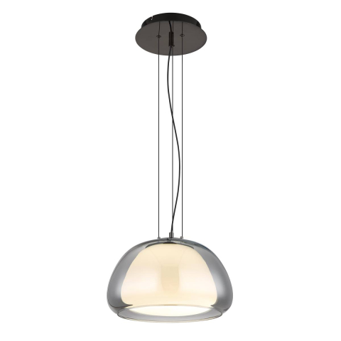 LED Pendelleuchte, Metall, Glas, CCT, Dimmer, Nachtlicht, Fernbedienung, 38 cm Ø