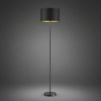 Stehleuchte, Schwarz, Gold, Zeitlos, Runder Schirm, 160 cm Höhe, Schlafzimmerbeleuchtung, Hotel Stehlampe, Restaurant Stehleuchte, Flurbeleuchtung, Dielenleuchte, Hotelleuchte, Schlafzimmer Stehleuchte, Innenraumbeleuchtung, Wohnraumbeleuchtung, IP20