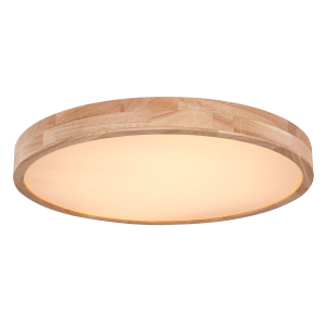LED Deckenleuchte, Metall, Holzoptik, Timer, CCT, Dimmer, 60 cm Ø
