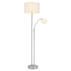 Lampadaire, métal, tissu, nickel, lampe de lecture, hauteur : 175 cm