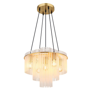 Pendelleuchte, Metall, Glas, Gold, Opal, 50 cm Ø