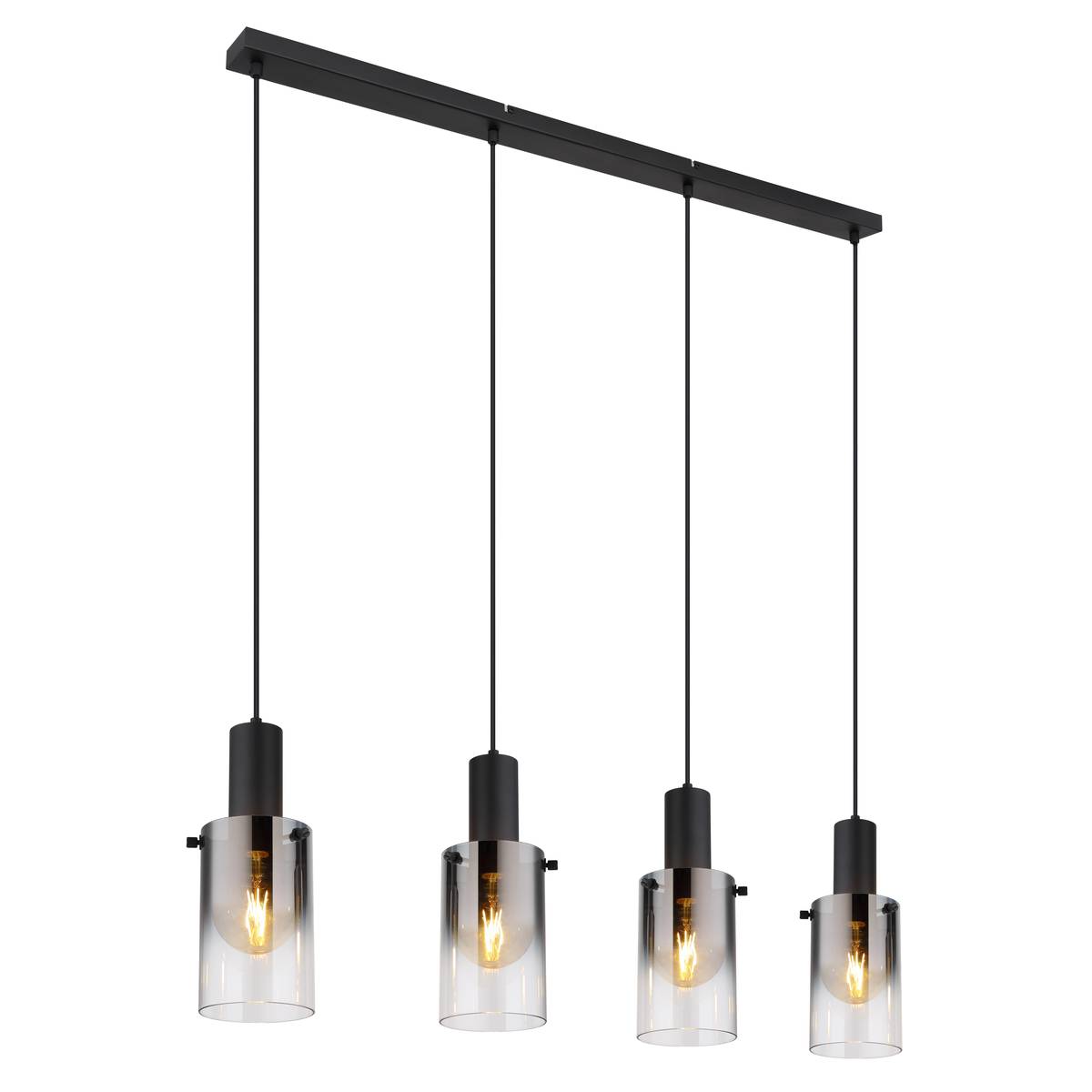 Pendelleuchte, Metall, Glas, Schwarz, Rauchfarbe, 103 cm x 13 cm