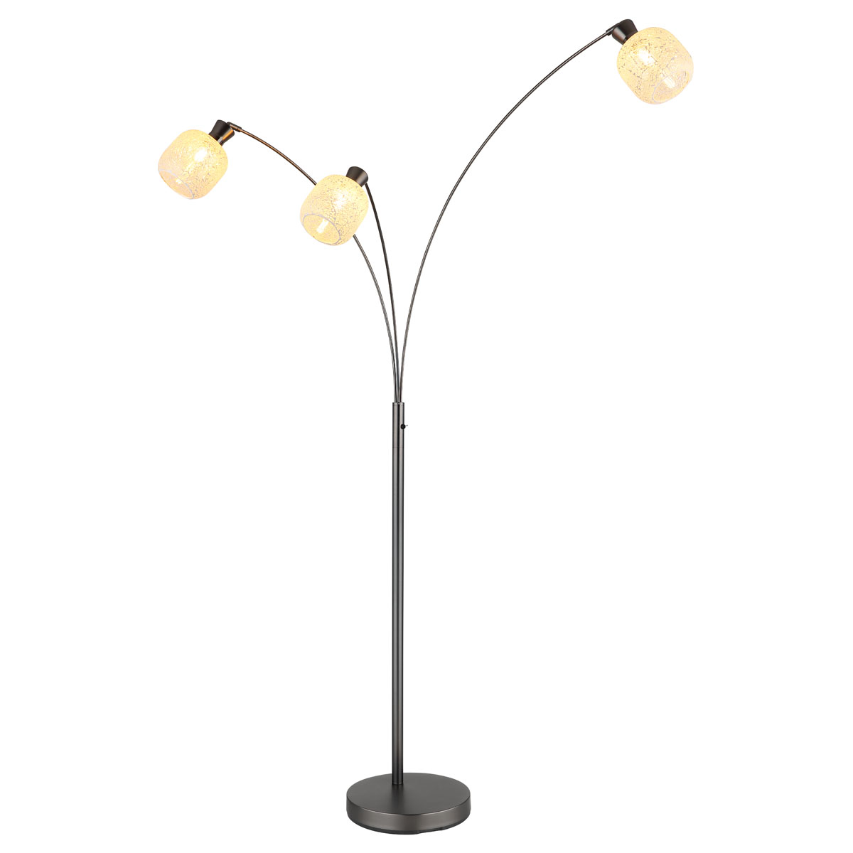 Stehleuchte, Schwarz, Klar, Rund, Zylindrisch, Metall, Glas, 3 Brennstellen, E14, LED geeignet, 201 cm Höhe, CE Zertifikat, IP20