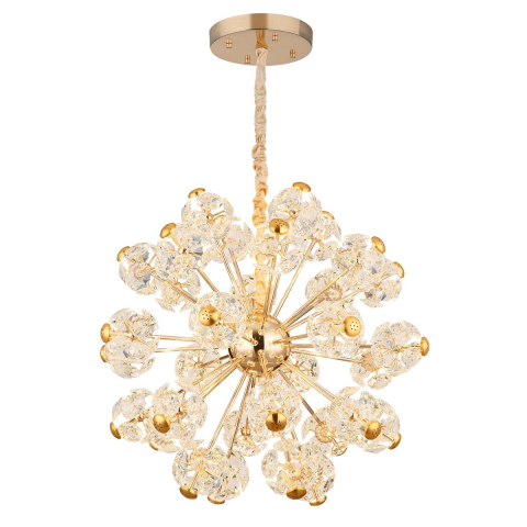 LED Pendelleuchte, Metall, Glaskristalle, Gold, 80 cm Ø