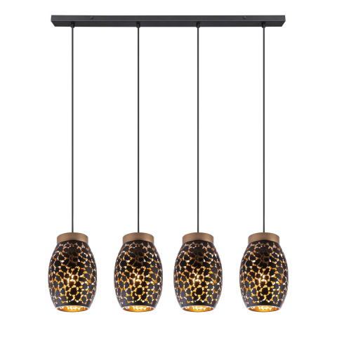 Suspension, motif décoratif découpé, noir, doré, 90 cm x 15 cm