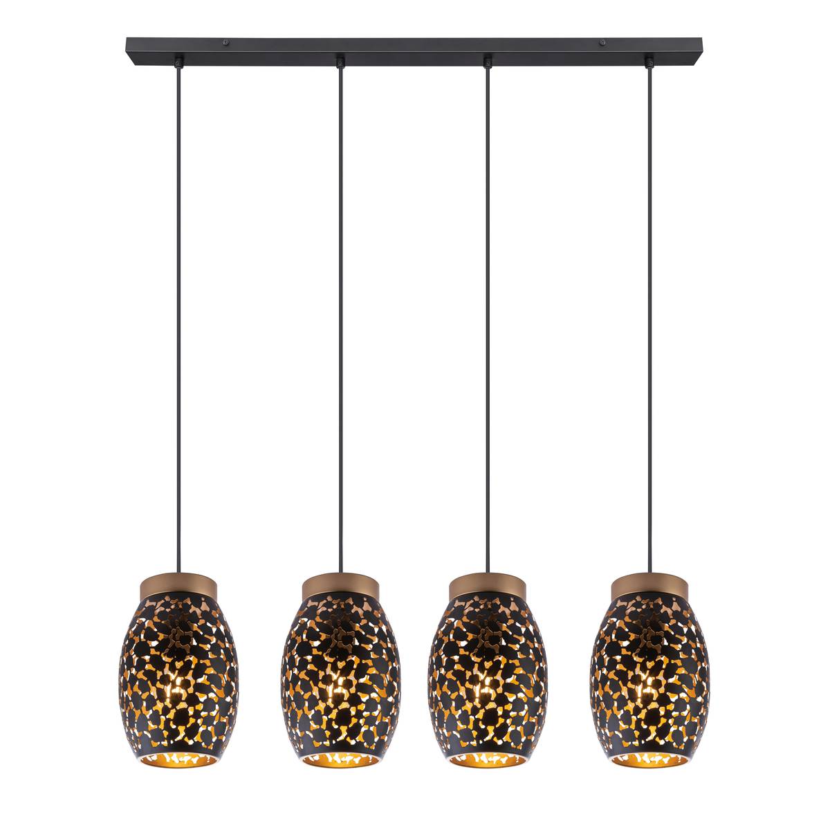 Suspension, motif décoratif découpé, noir, doré, 90 cm x 15 cm
