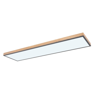 LED Deckenleuchte, Graphit, Holzoptik, CCT, Dimmer, Timer, 120 cm x 30 cm