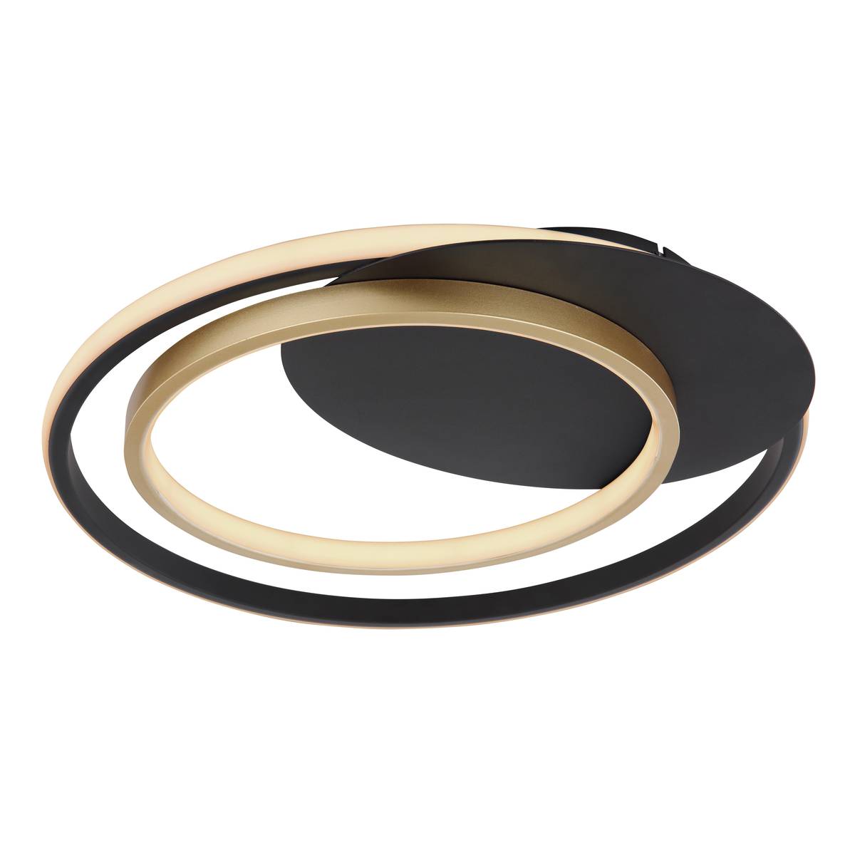 LED Deckenleuchte, Metall, Schwarz, Gold, CCT, Fernbedienung, 49 cm x 47 cm