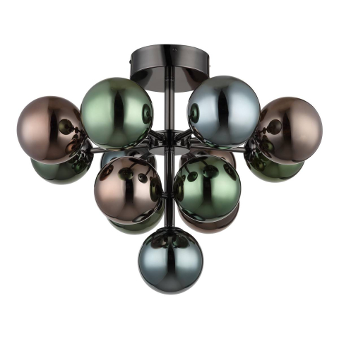 Deckenleuchte, Metall, Glaskugeln, Bunt, 56 cm Ø