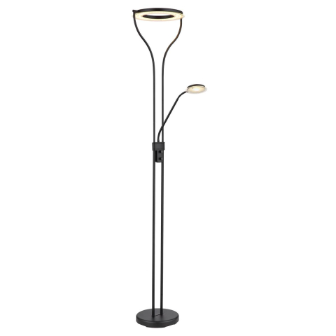 LED Deckenfluter, Leselicht, Schwarz, Dimmer, 194 cm Höhe