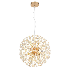 Pendelleuchte, Gold, Klar, Rund, Kugelförmig, Metall, K9 Kristalle, 8 Brennstellen, 3000 K, IP20, Kostenfreie Lieferung, 2800 Lumen