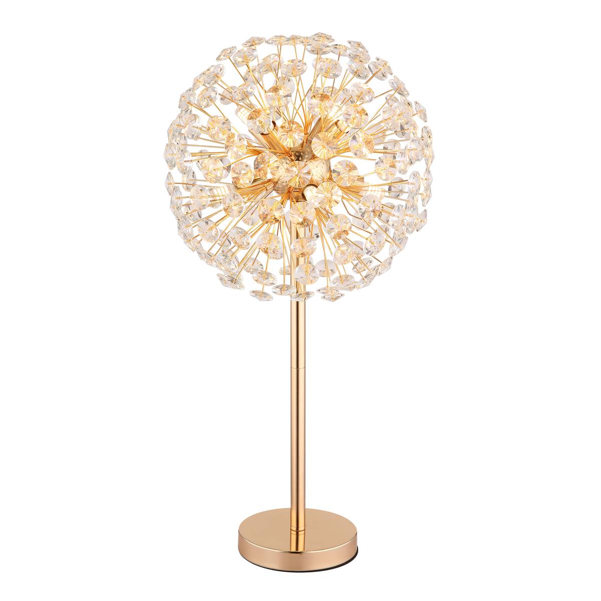 Tischleuchte, K9 Kristalle, Metall, LED, Gold, 65 cm Höhe