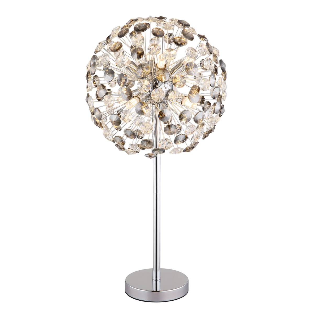 Tischleuchte, LED, Metall, K9 Kristalle, Rauchfarbe, 65 cm Höhe