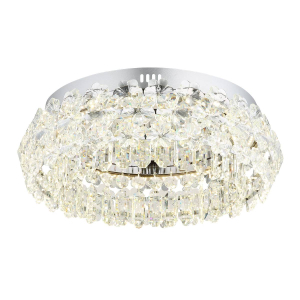 LED Deckenleuchte, Metall, K9 Kristalle, Chrom, 50 cm Ø