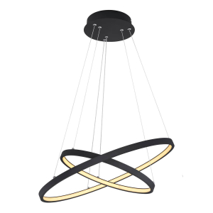 LED Pendelleuchte, Metall, Schwarz, Dimmbar, 51 cm Ø