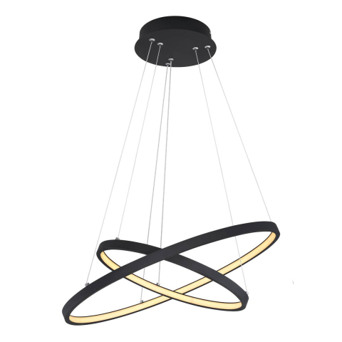 LED Pendelleuchte, Metall, Schwarz, Dimmbar, 51 cm Ø