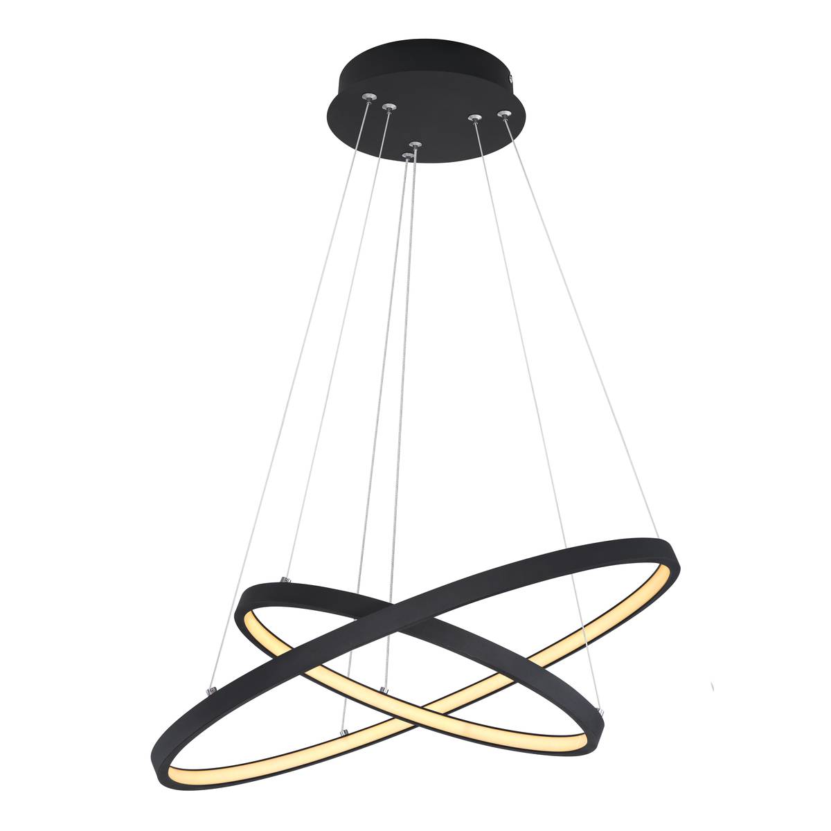 LED Pendelleuchte, Metall, Schwarz, Dimmbar, 51 cm Ø