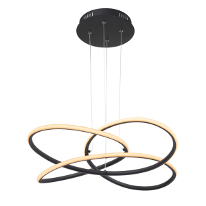 LED Pendelleuchten, Metall, Schwarz, Weiß, Geschwungen, 60 cm Ø
