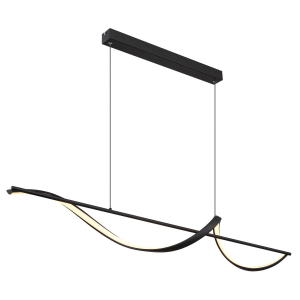LED Pendelleuchte, Metall, Schwarz, Opal, 120 cm x 20 cm