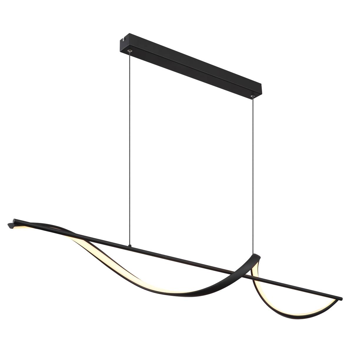 LED Pendelleuchte, Metall, Schwarz, Opal, 120 cm x 20 cm