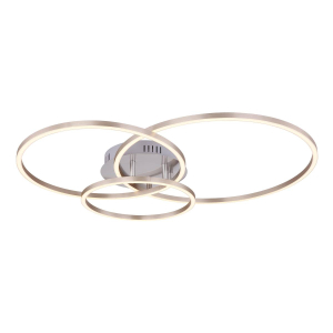 LED Deckenleuchte, Metall, Nickel, Ringe, 68 cm x 55 cm