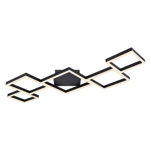 LED Deckenleuchte, Metall, Schwarz, CCT, Fernbedienung, 120 cm x60 cm