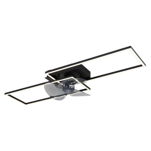 LED Deckenleuchte, Ventilator, Schwarz, Fernbedienung, 90 cm x 30 cm
