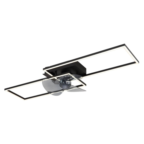 LED Deckenleuchte, Ventilator, Schwarz, Fernbedienung, 90 cm x 30 cm