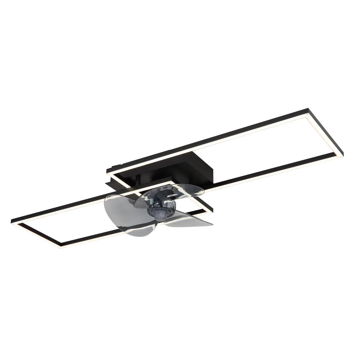 LED Deckenleuchte, Ventilator, Schwarz, Fernbedienung, 90 cm x 30 cm