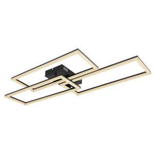 LED Deckenleuchte, Metall, Schwarz, CCT, Dimmer, 90 cm x 40 cm