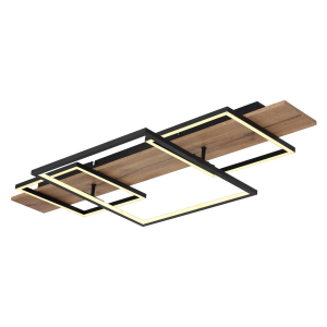 LED Deckenleuchte, Holzoptik, Switch Dimmer, 95 cm x 40 cm